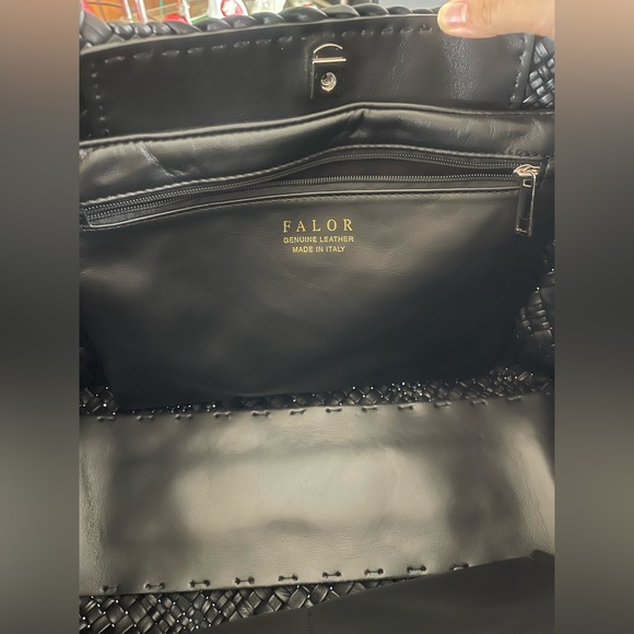 New Falor black genuine leather large tote handbag - Picture 5 of 9